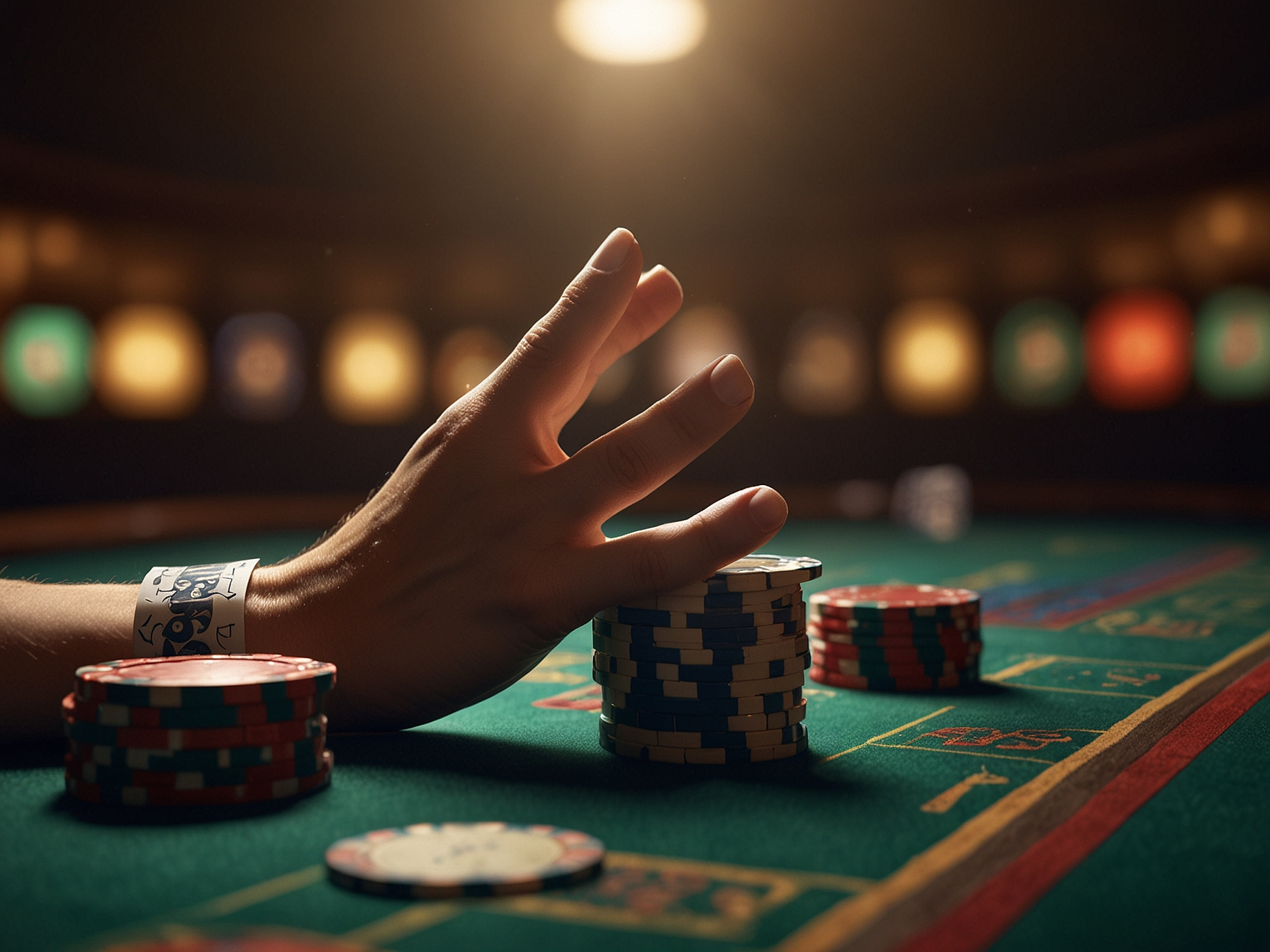 Celebrating casino player at a table